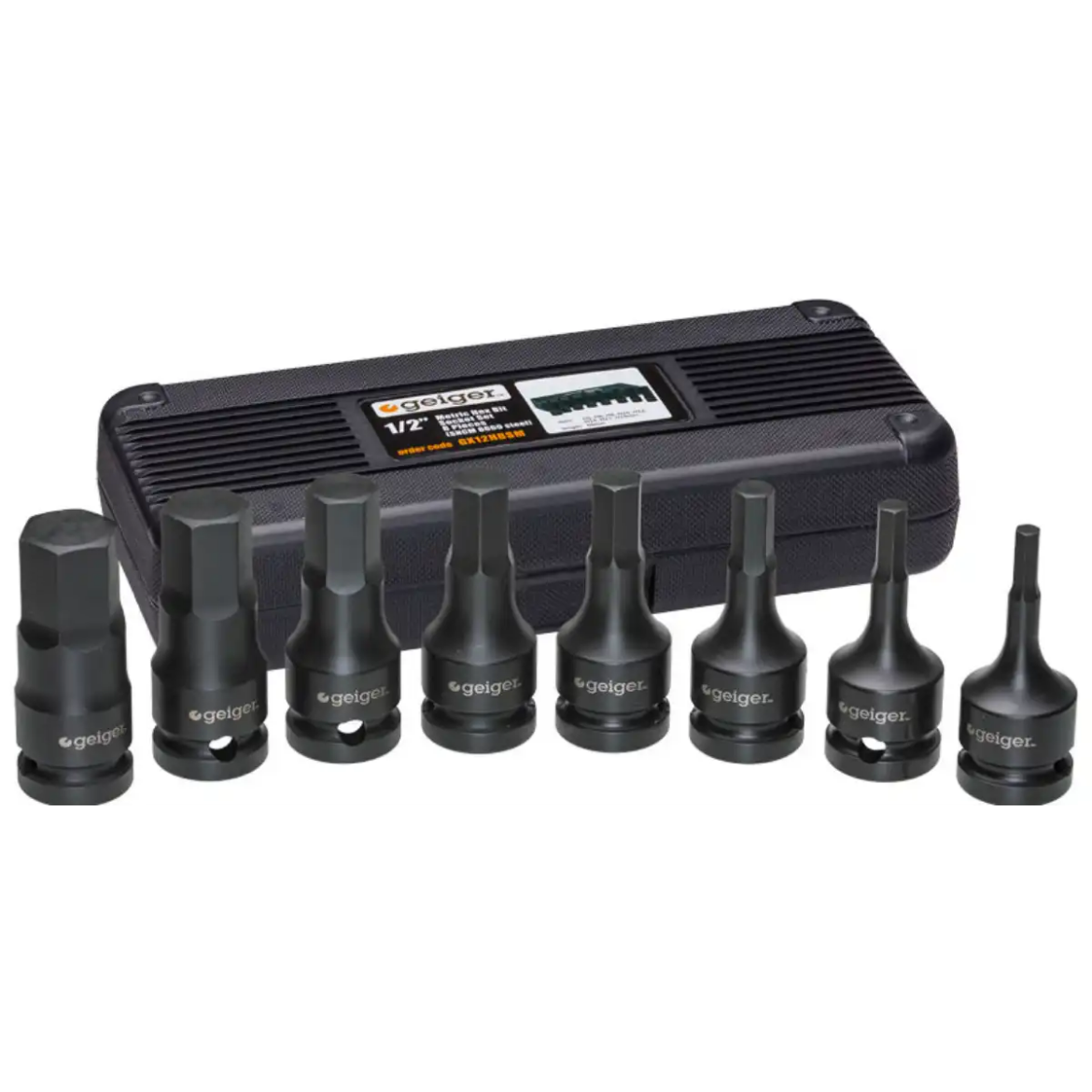 Picture of Socket Set, 1/2" Drive, Metric Hex Driver Impact, 8 Pce, Geiger
