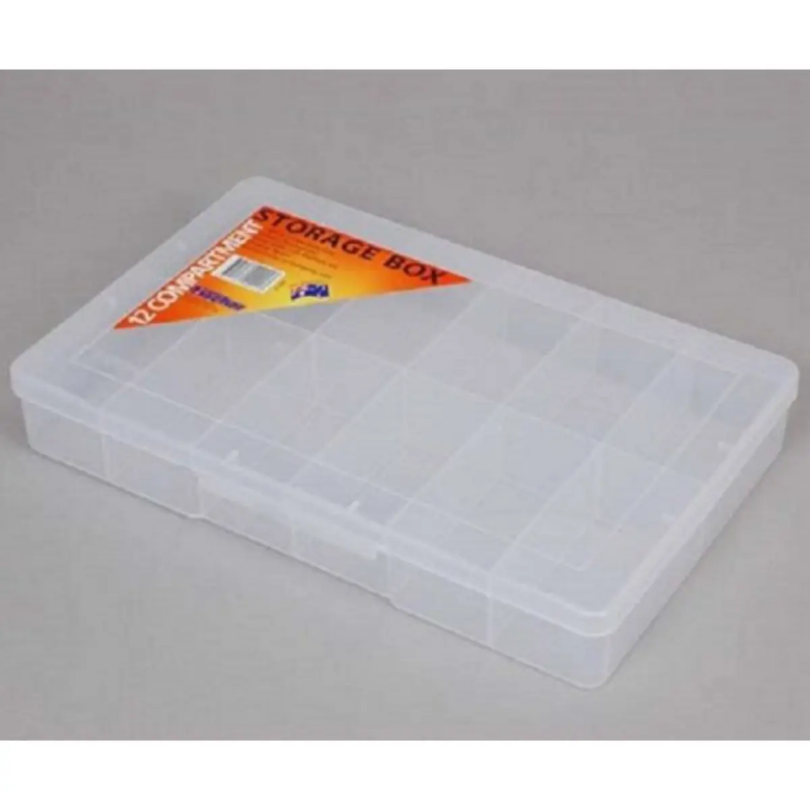 Picture of Large Storage Box, 12 Compartments, 310 x 200 x 48mm, CLEAR, Fischer