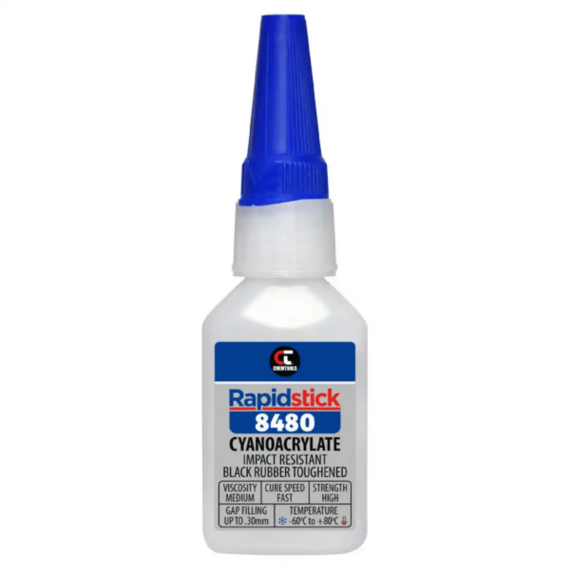Picture of Rapidstick 8480 Cyanoacrylate Adhesive (Impact Resistant, Black Rubber Toughened) 25ml Bottle