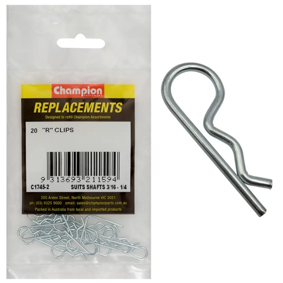 Picture of R Clip, 3/16" x 1/4", Pkt.20