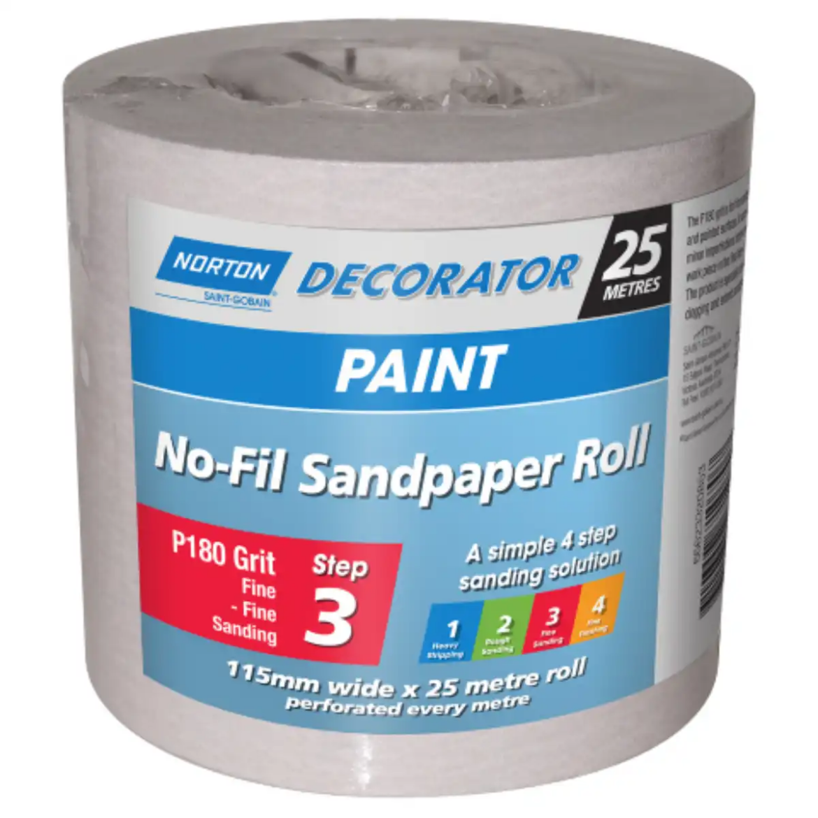 Picture of Sand Paper, 115mm x 25m A239 P180 - PERFORATED NO-FIL ADALOX ROLLS (PAINT)
