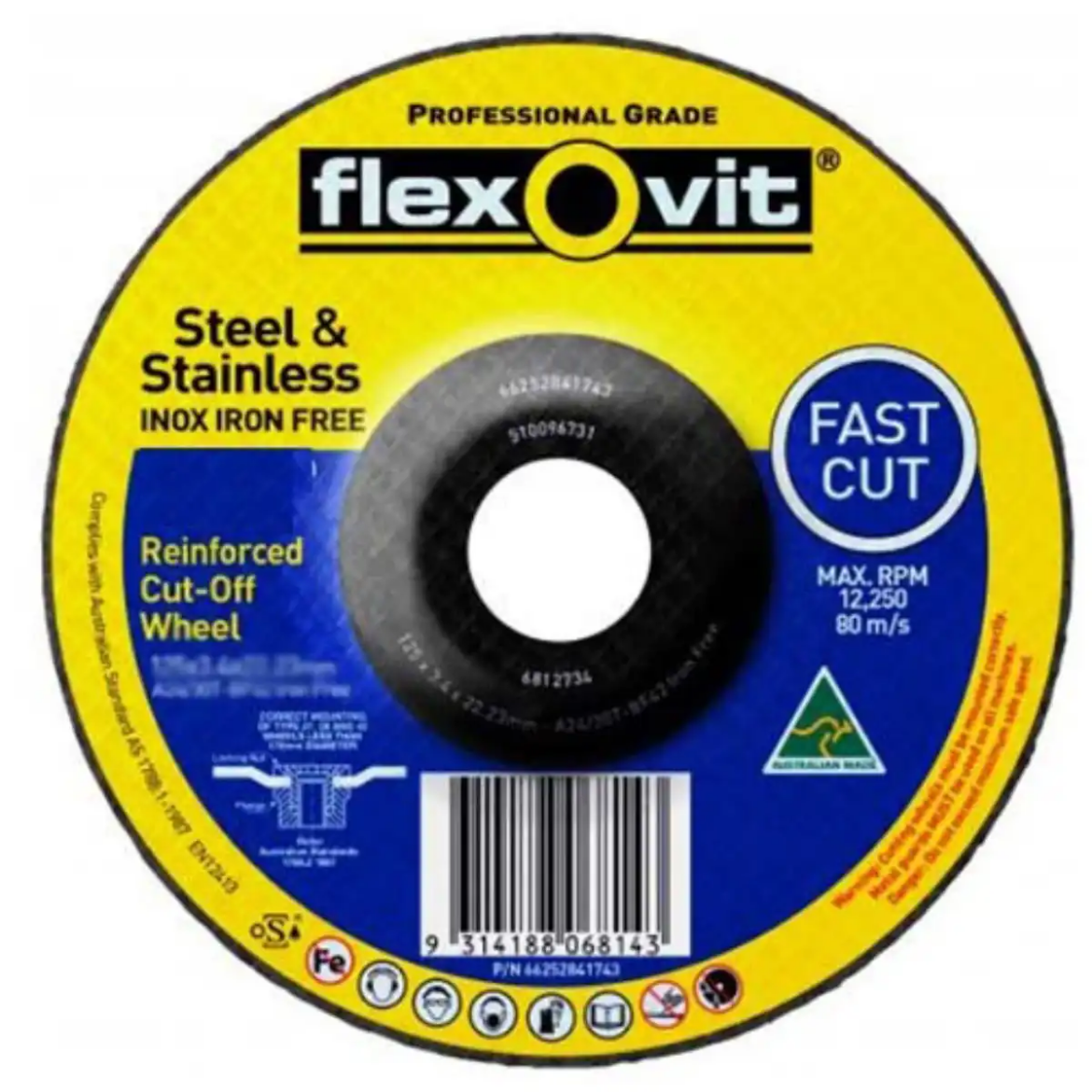 Picture of CUT OFF WHEEL 230 x 3.4 x 22.23mm A24/30T IRON FREE METAL DEPRESSED CENTRE - STANDARD