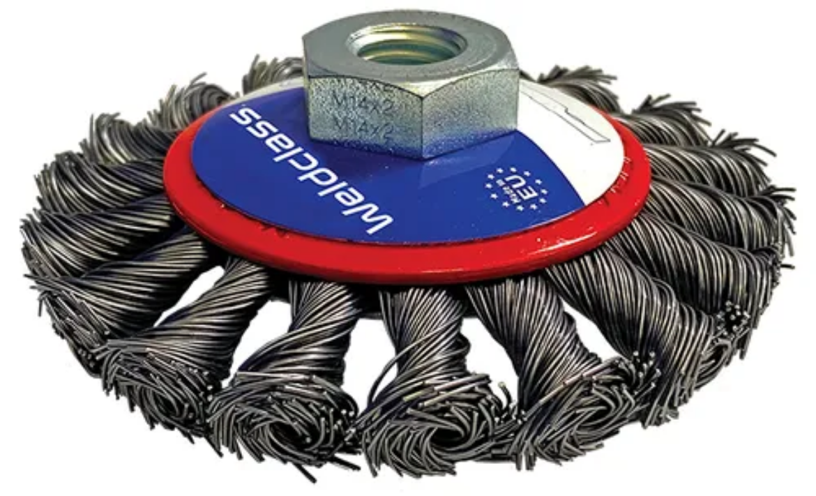 Picture of Bevel Brush, Twist-Knot 100mm Mild-Steel M14x2/M10x1.5, Max 14,000 RPM