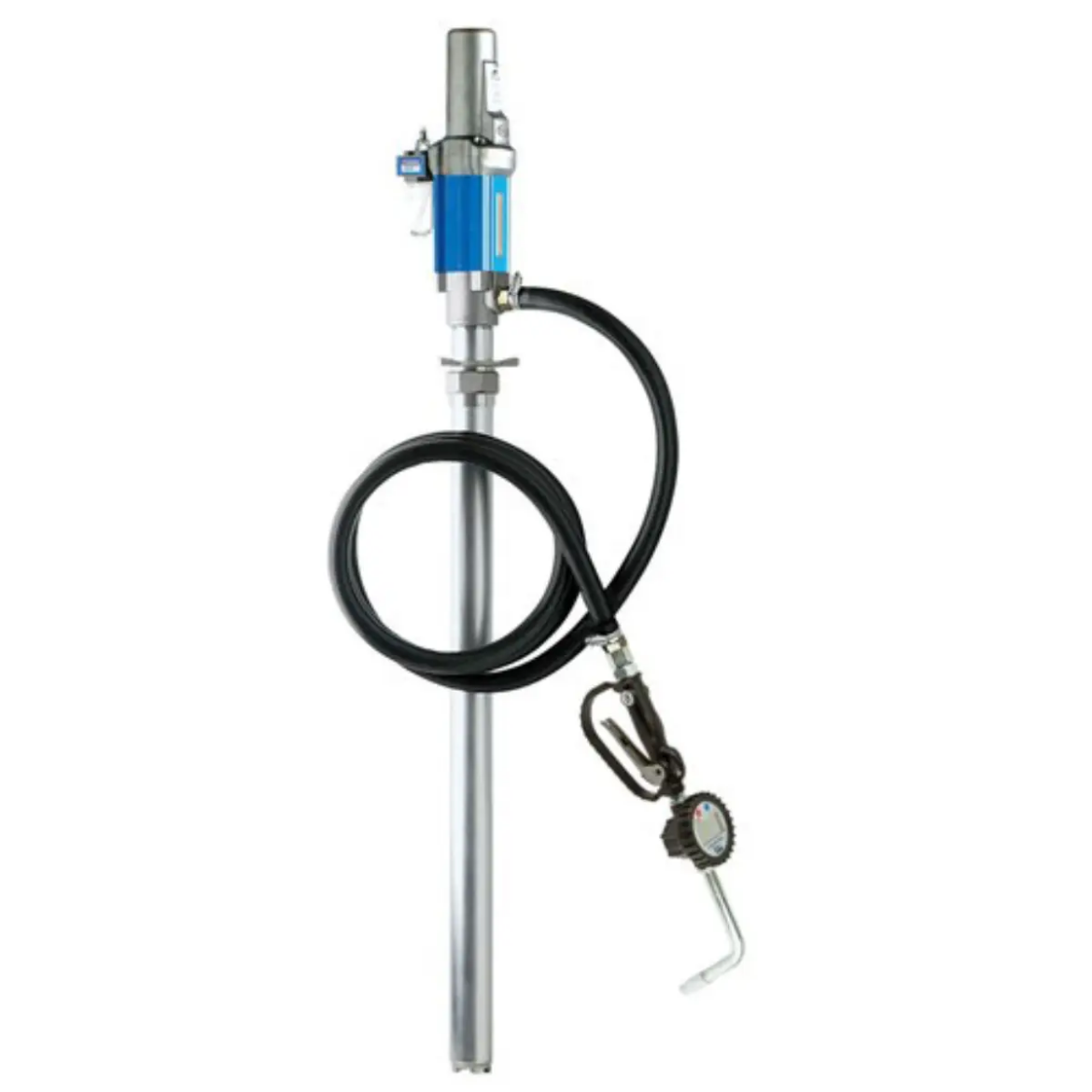 Picture of Oil Pump Kit, R100T-01
Estimated max flow rate 12L/min using SAE10 oil
Suitable for oils to SAE90, coolants, kerosene, diesel
1:1 ratio air-operated drum oil pump (R100T-01)
3m x 3/4" i.d. oil delivery hose