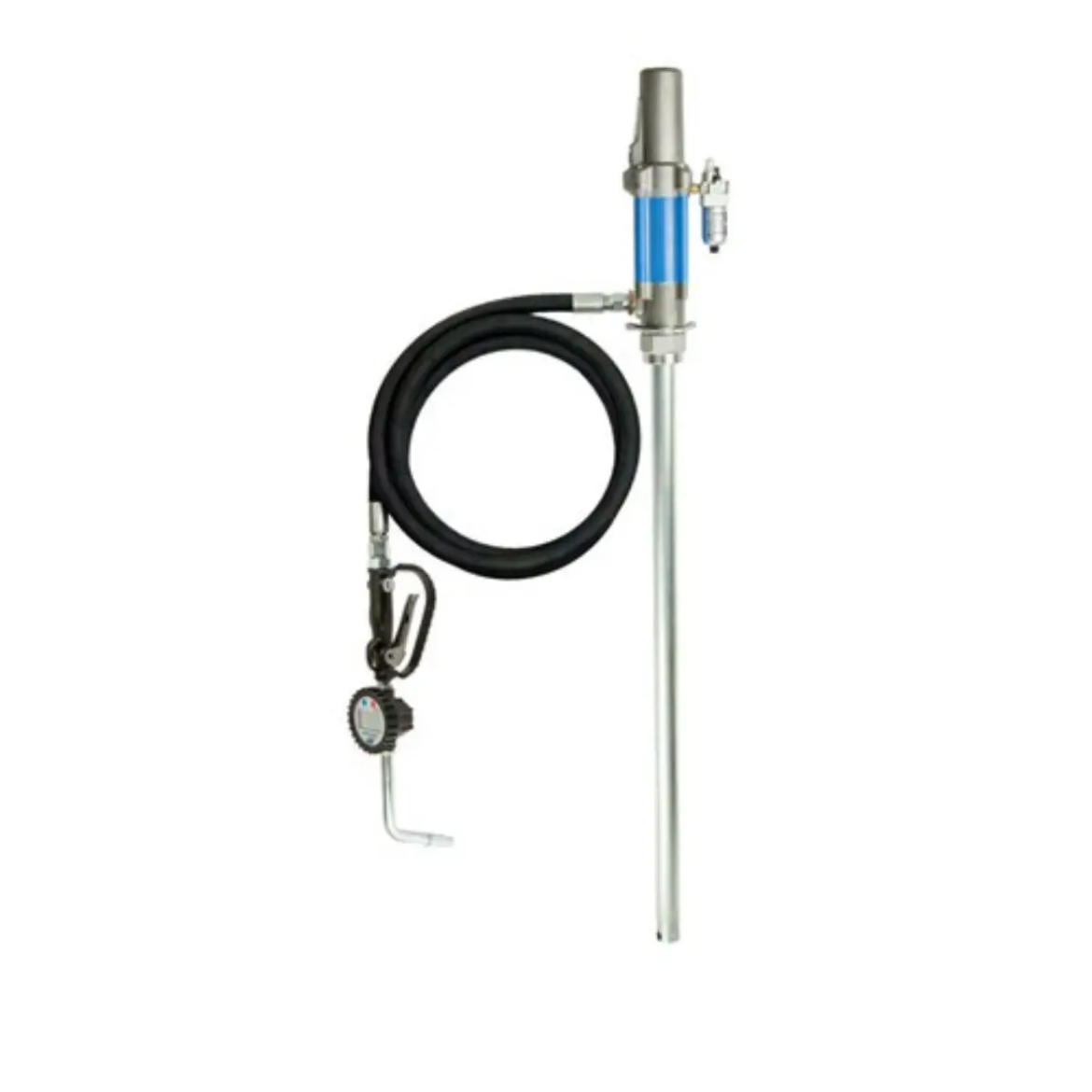 Picture of Oil Pump Kit, R300T
Estimated max flow rates 12L/min using SAE10 oil
Suitable for oils to SAE140, coolants, kerosene, diesel
3:1 ratio air-operated drum oil pump (R300T-01)
3m x ½” I.D  Delivery Hose