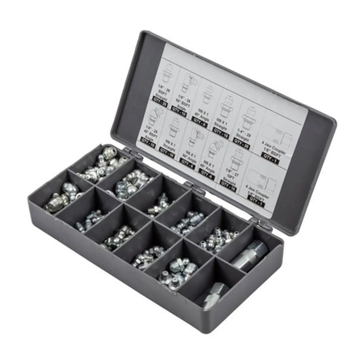 Picture of Grease Nipple Kit, Metric, BSPT, NPT, 110 pce, Ag Kit
