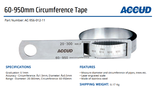 Picture of 60-950mm Circumference Tape, Accud