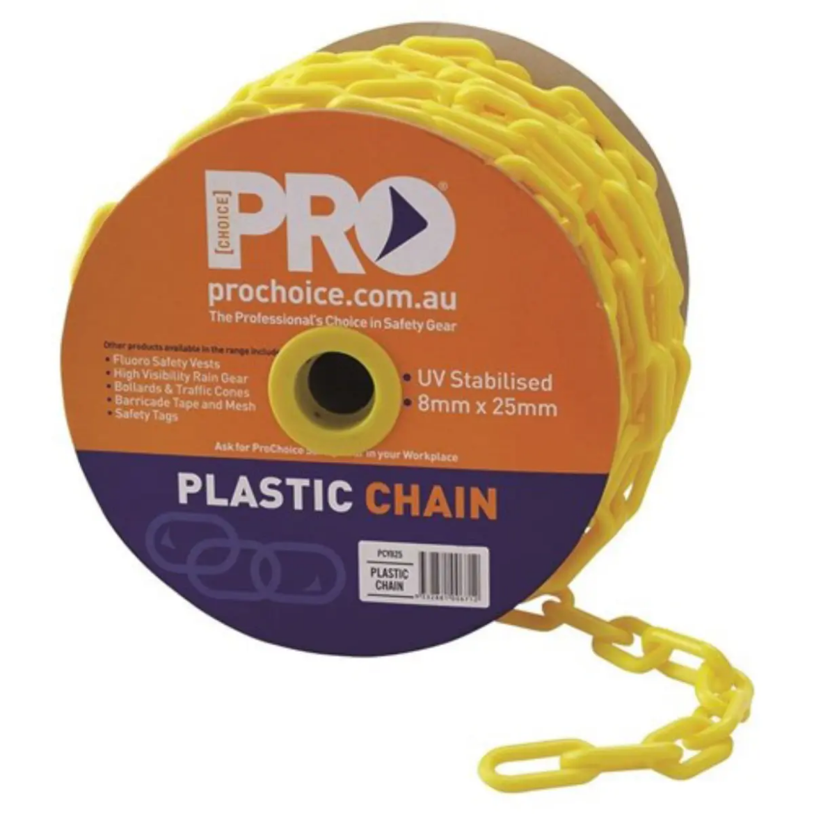 Picture of PLASTIC SAFETY CHAIN YELLOW 8MM X 25M