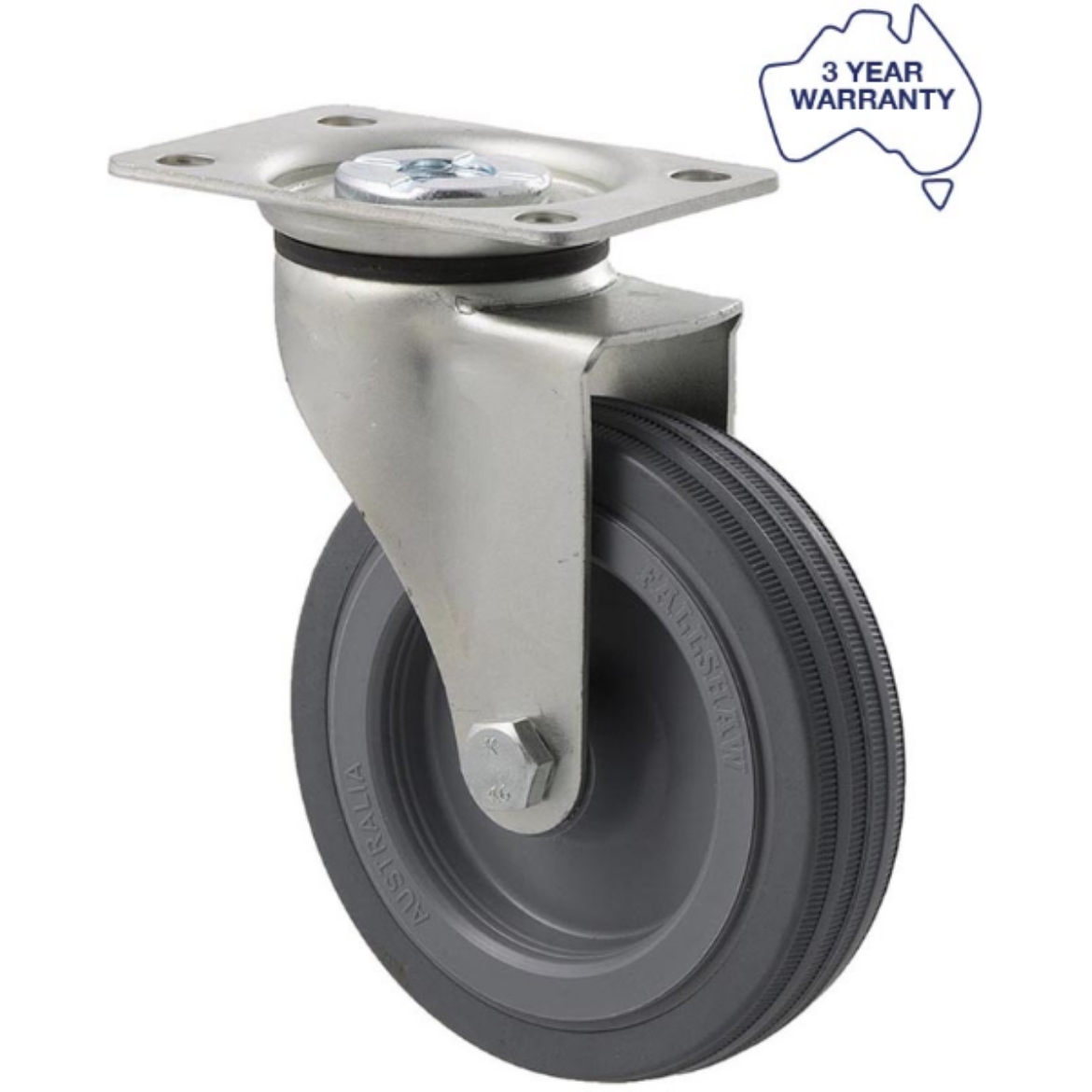 Picture of Castor, 100mm x 23mm Grey Rubber Wheel, Swivel, 50kg rated