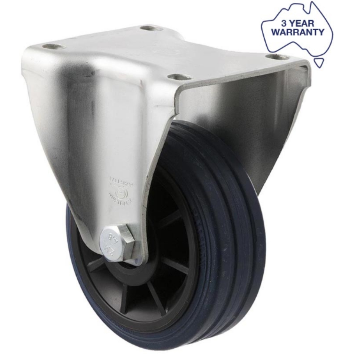 Picture of Castor, 100mm x 32mm Blue Rubber Wheel, Fixed, 150kg rated