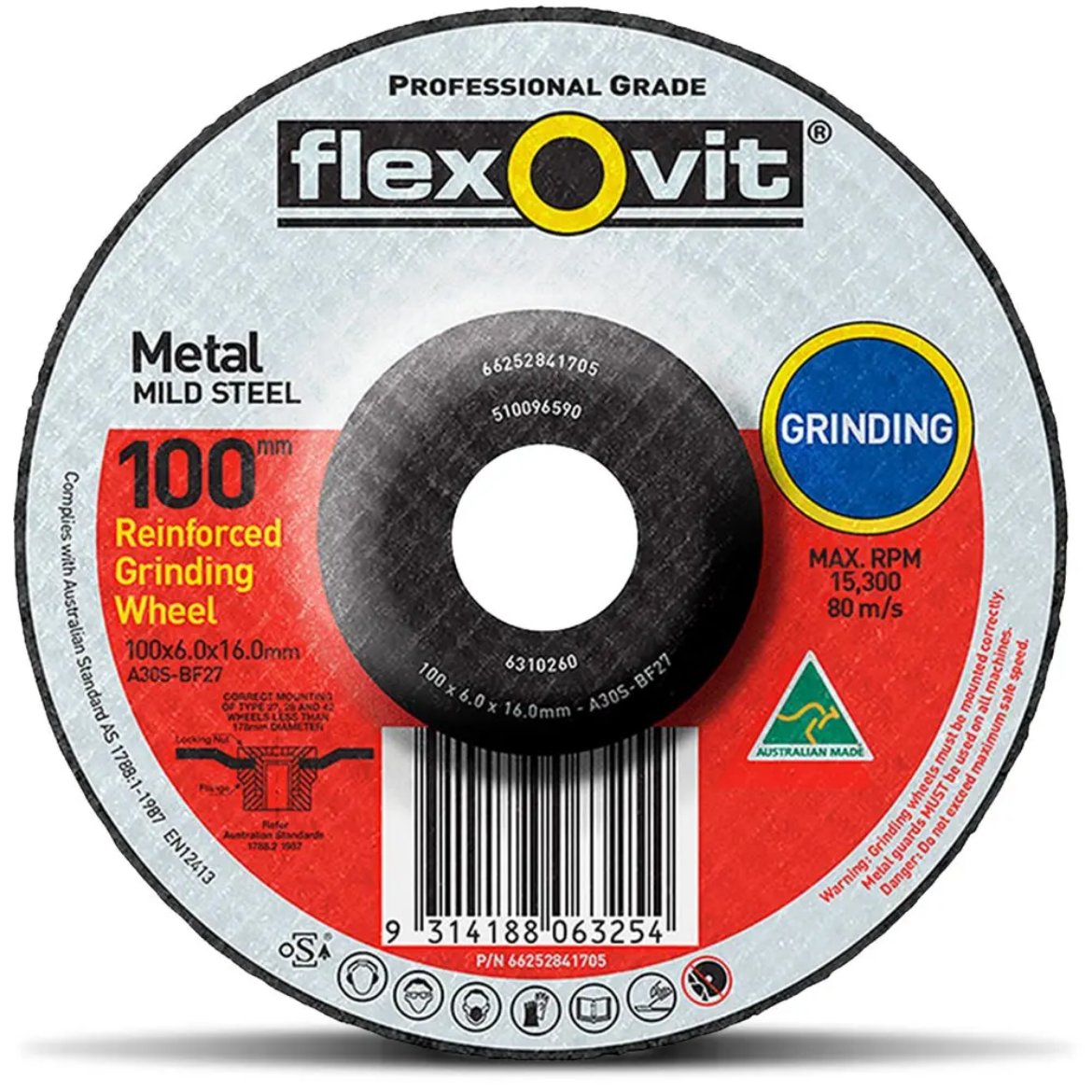 Picture of GRINDING WHEEL 100 x 6.0 x 16.0mm A30S METAL DEPRESSED CENTRE - GENERAL PURPOSE