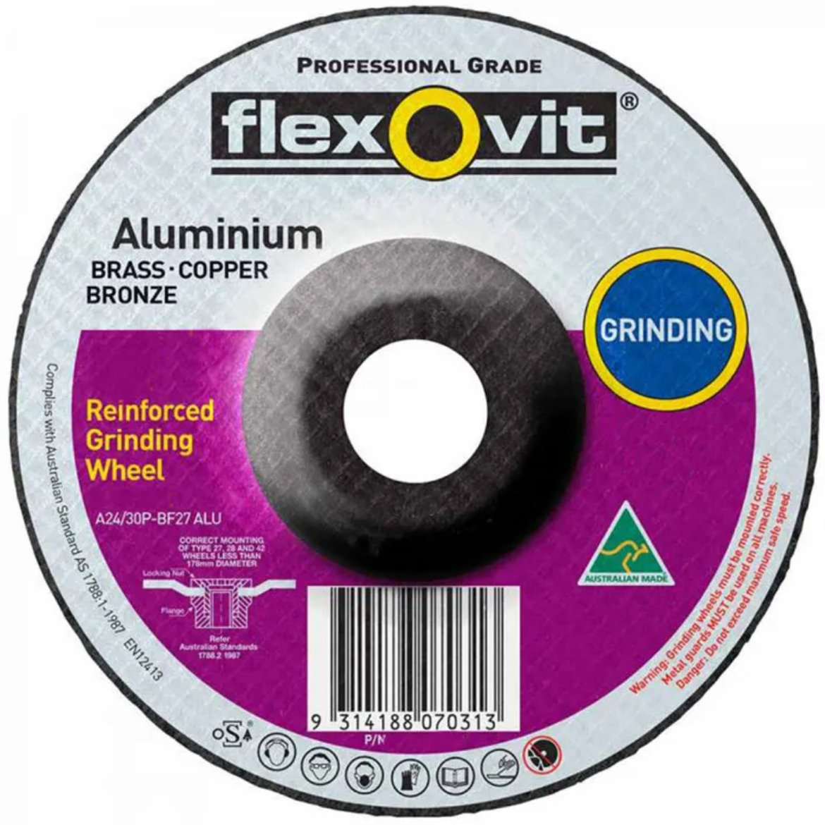 Picture of GRINDING WHEEL 125 x 6.8 x 22.23mm A24/30P ALUMINIUM DEPRESSED CENTRE GRINDING