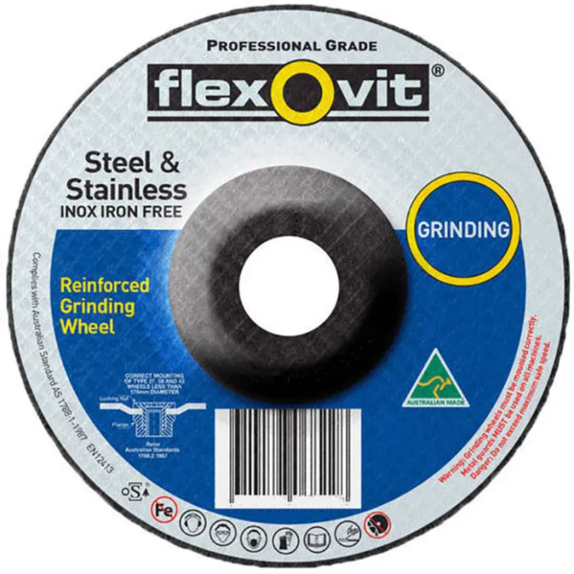 Picture of GRINDING WHEEL 125 x 7.0 x 22.23mm A30Q-BF27 MEGA INOX METAL DEPRESSED CENTRE GRINDING - PREMIUM