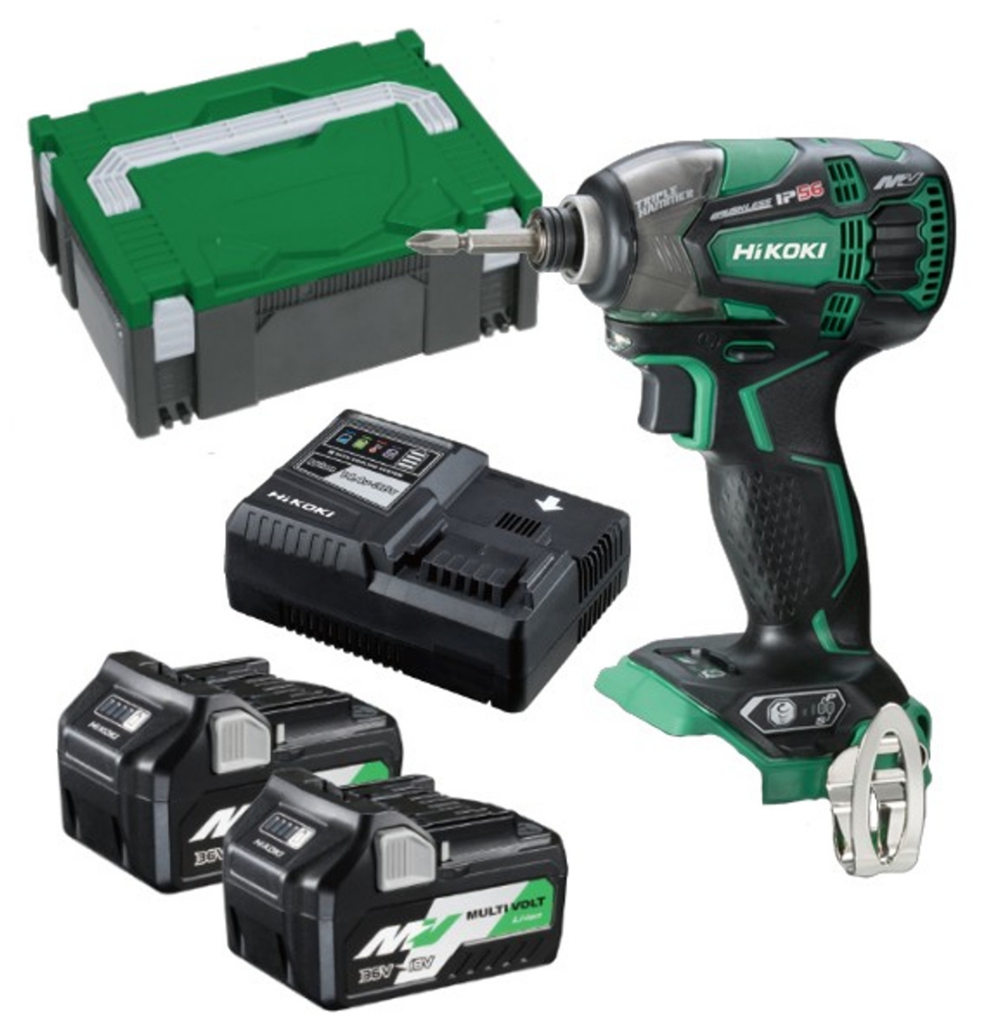 Picture of HIKOKI 1/4" Hex Impact Driver Kit, Triple Hammer, 36V Brushless
- 2 X BSL36A18 Li-ion Slide Battery A
- 1 X UC18YSL3 Rapid Cooling Charger with USB Port
- 1 X Stackable Case