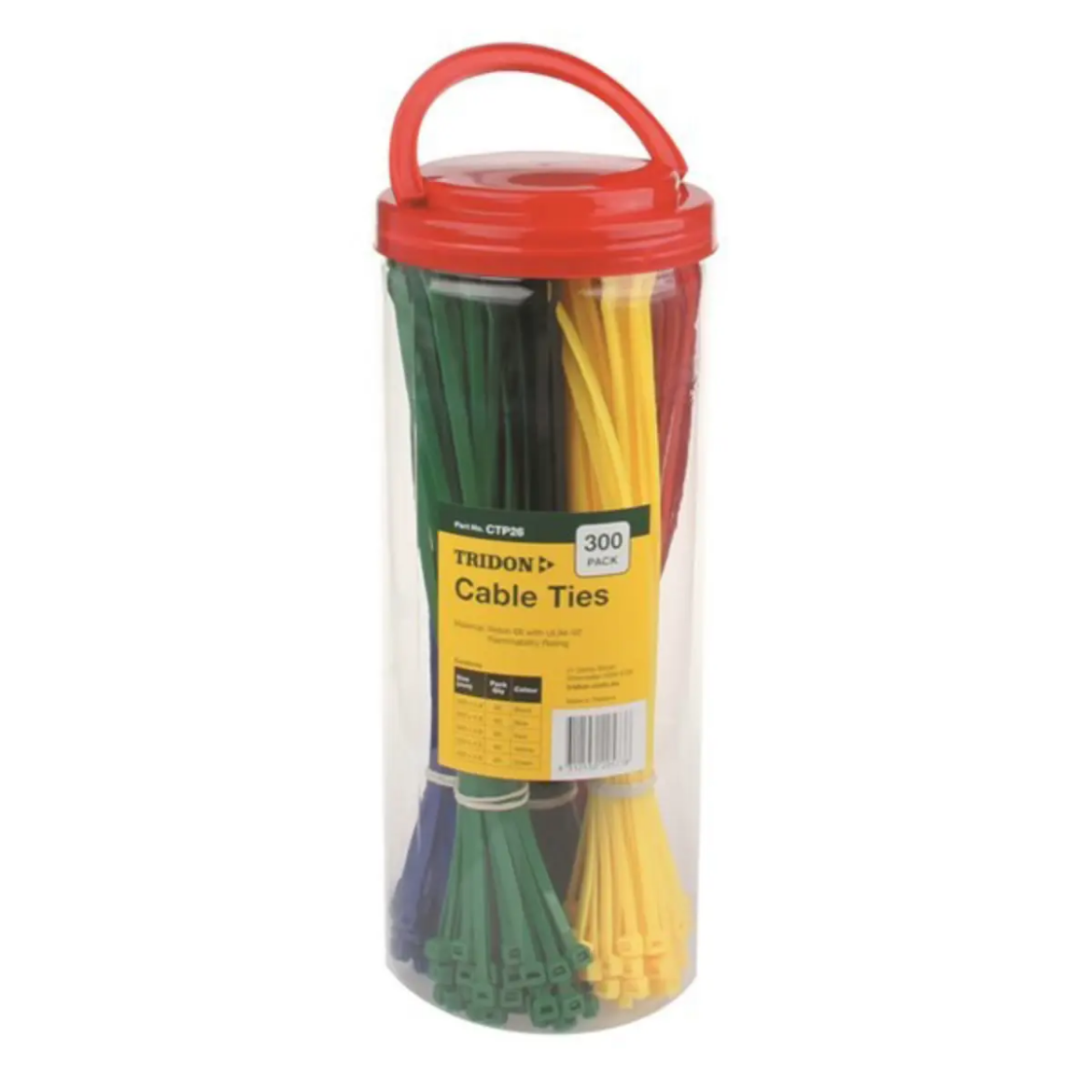 Picture of Cable Ties, Assorted, 300 x 4.8mm, (Blk/Blue/Red/Yell/Green 60 of each)