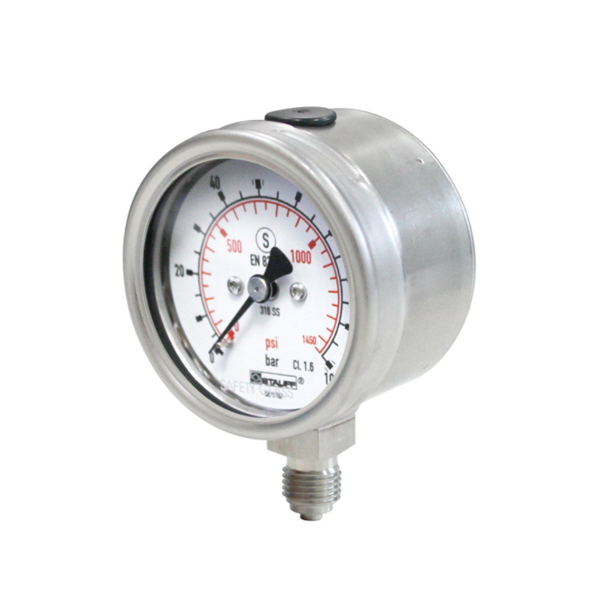 Picture of Gauge, Accumulator Pressure, 63mm Bottom Entry, 0-400Bar/5800psi, Safety Pattern 1/4" BSPP