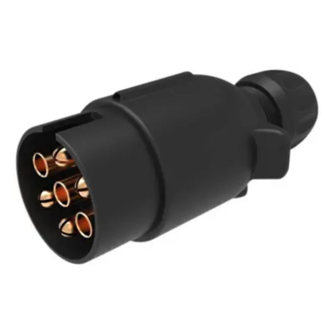 Picture of Trailer Plug, 7 Pin, Large, Round, Plastic Body, Clip Type Outer Cover, Erich Jaeger