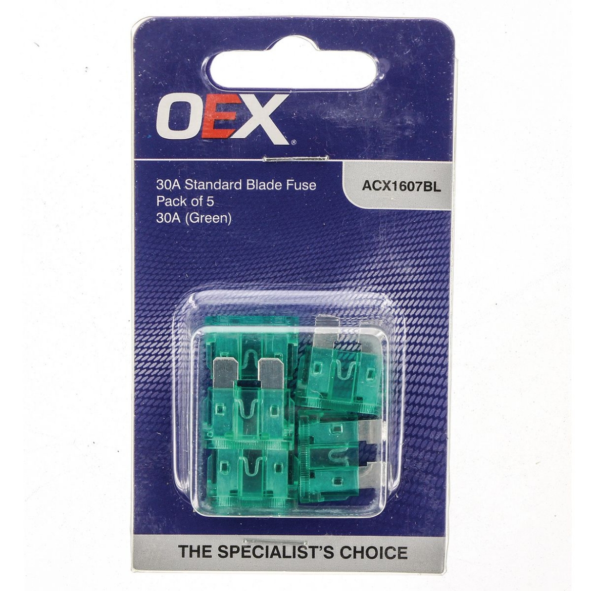 Picture of OEX Standard Blade Fuse, 30A Green - Pack of 5