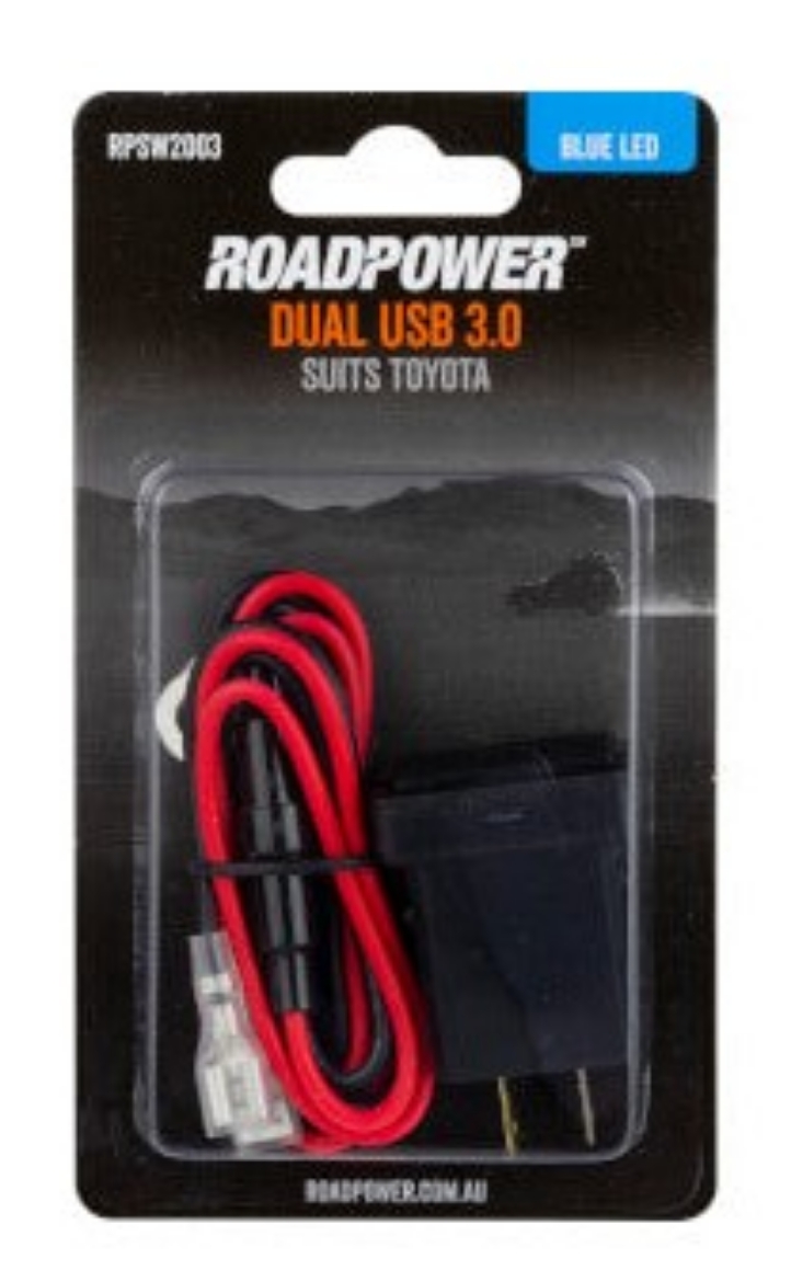 Picture of USB 3.0 Charger Suits Toyota OE Style Includes Harness 33 x 22mm Blue LED