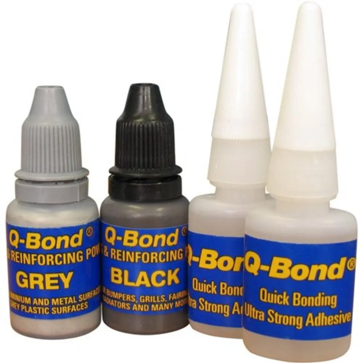 Picture of Q-Bond Adhesive Repair Kit, 2 x 10ml, 1 x Black Powder, 1 x Grey Powder, QB2